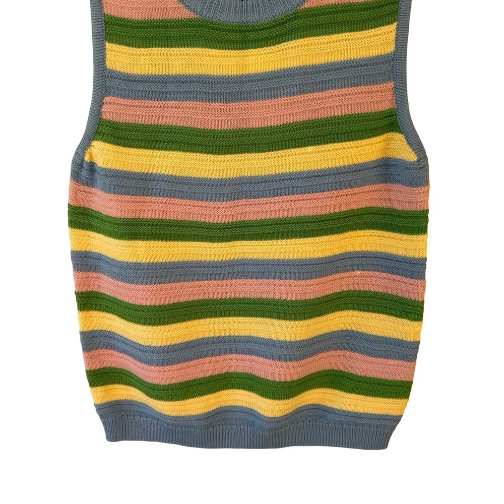 ICHI Striped Scandi Pastel Sleeveless Knit Top Size XS Casual Spring Summer - Picture 10 of 12
